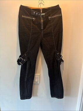 WeWoreWhat Black Pants with White Contrast Stitching